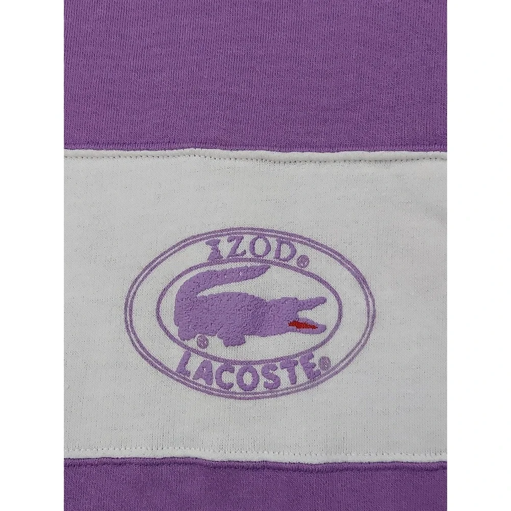 Vtg Izod Lacoste Rugby Shirt Mens Large Purple Stripe Logo Croc Button